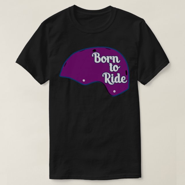 Skateboard Helmet Born för att rida lila T Shirt (Design framsida)