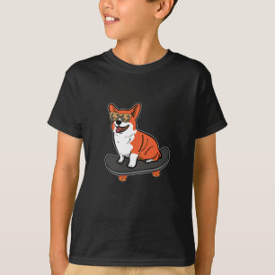 Skateboard Hund Corgi Sunglass Skater Puppy T Shirt