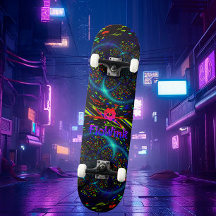Skateboard i Trippy Blue Spiral