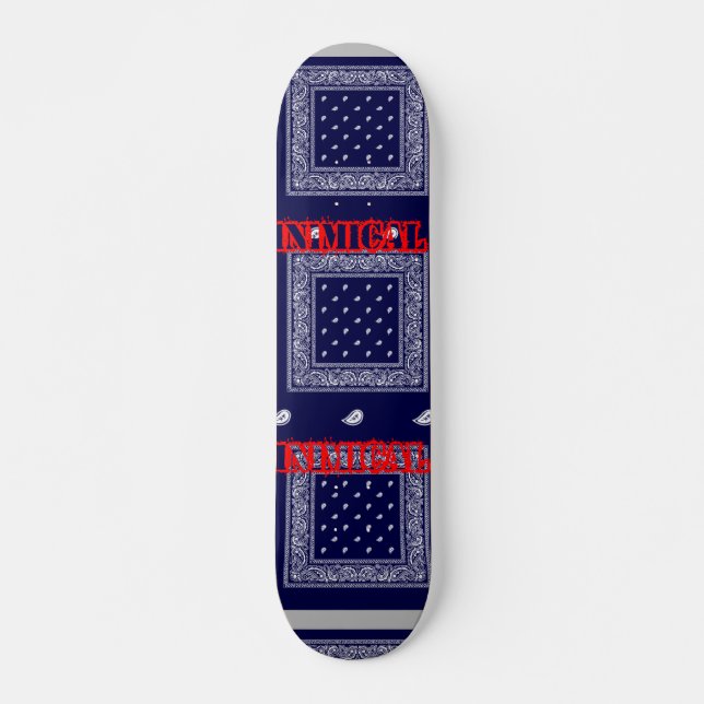 Skateboard, Inimic Blue Paisley Mini Skateboard Bräda 18,5 Cm (Framsida)