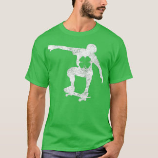 Skateboard Irish St patricks day Shamrock T Shirt