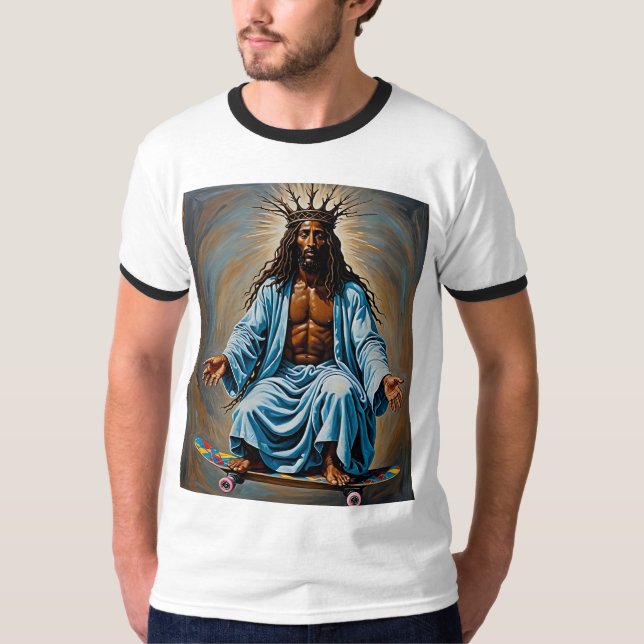 Skateboard Jesus Crowned Kung Streetwear Tee (Framsida)