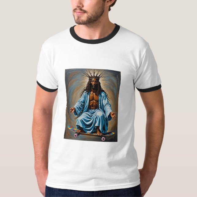 Skateboard Jesus Crowned Kung Streetwear Tee (Framsida)