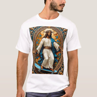 Skateboard Jesus Helig Art Funny Religiösa Tshirt T Shirt