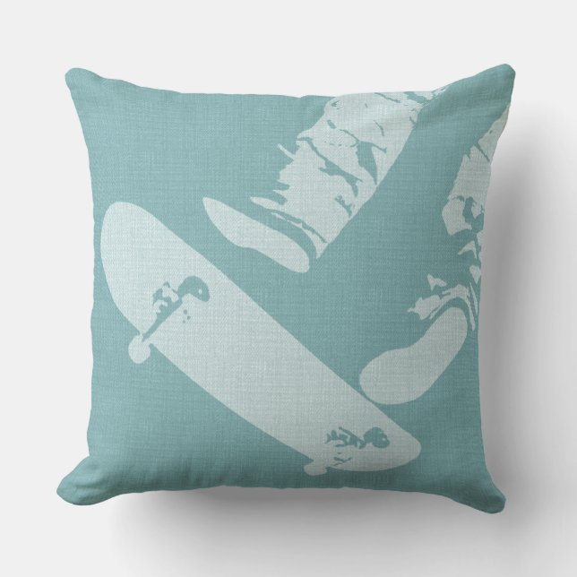 Skateboard Jump - Mint & Benvita Dekorativ kudde (Framsida)