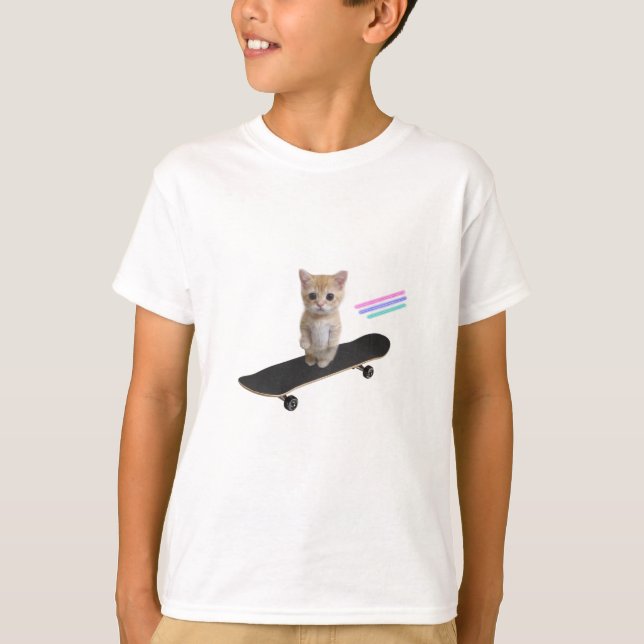 Skateboard Kitten T-Shirt (Framsida)