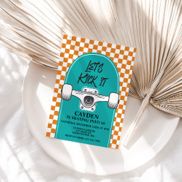 Skateboard Låt oss Kick it Birth Day Inbjudningar