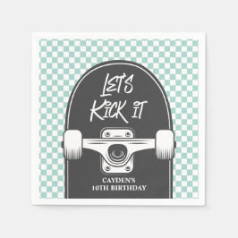 Skateboard Låt oss Kick it Birthday Papper Tallrik Pappersservett