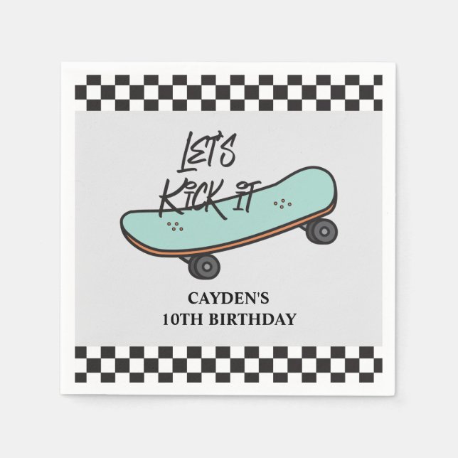 Skateboard Låt oss kicka det Födelsedag Pappersservett (Framsidan)