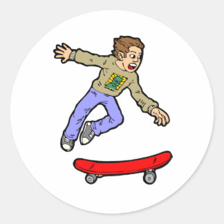 Skateboard Luft Jump Skateboarding Roligt Skateboa Runt Klistermärke
