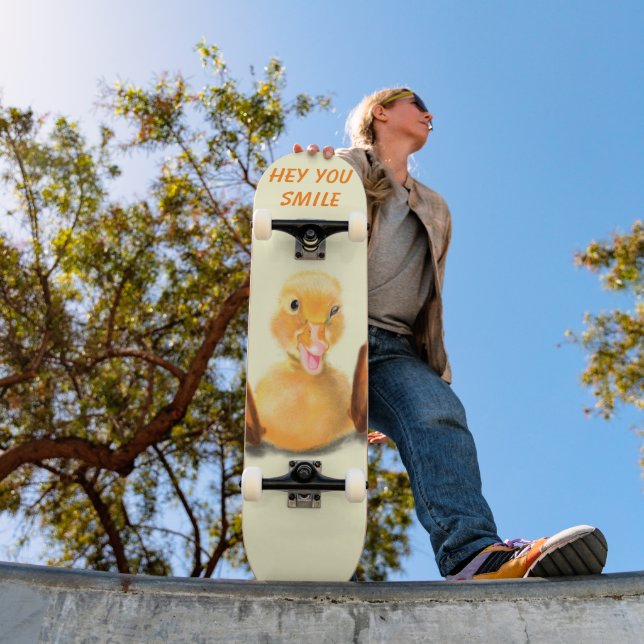 Skateboard Lycklig Gult - Smile - Din text (Utomhus 1)