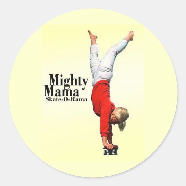 Skateboard Mammor Sticker Runt Klistermärke (Framsida)