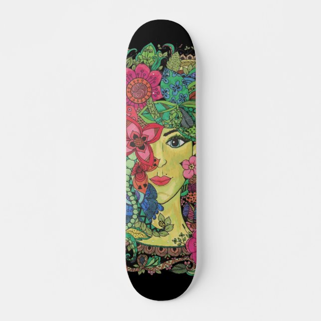 Skateboard Mandalas sobre rostro de mujer joven (Framsida)