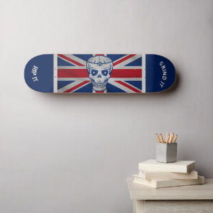 Skateboard med dödskalle och Union Jack