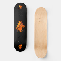 Skateboard med en röd häst