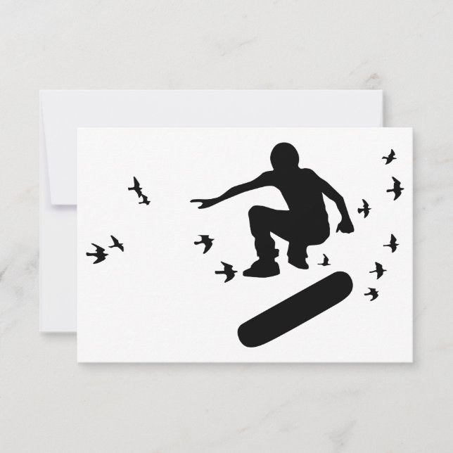 Skateboard med fåglar inbjudningar (Framsida)