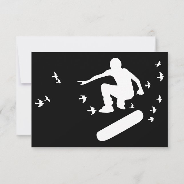 Skateboard med fåglar inbjudningar (Framsida)