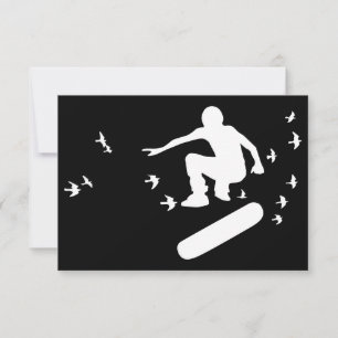 Skateboard med fåglar inbjudningar