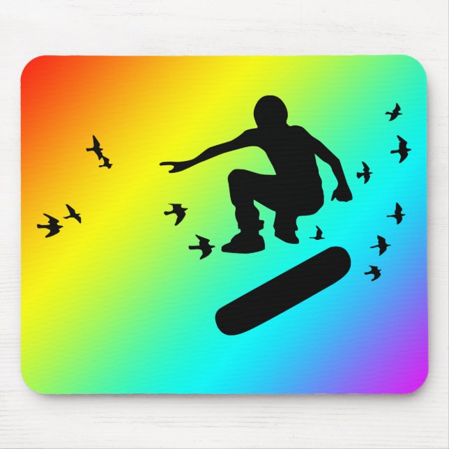 Skateboard, med fåglar. musmatta (Framsidan)