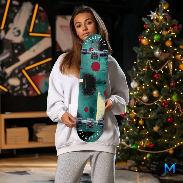 Skateboard med fetstil och röd geometrisk Abstrakt (Skapare uppladdad)