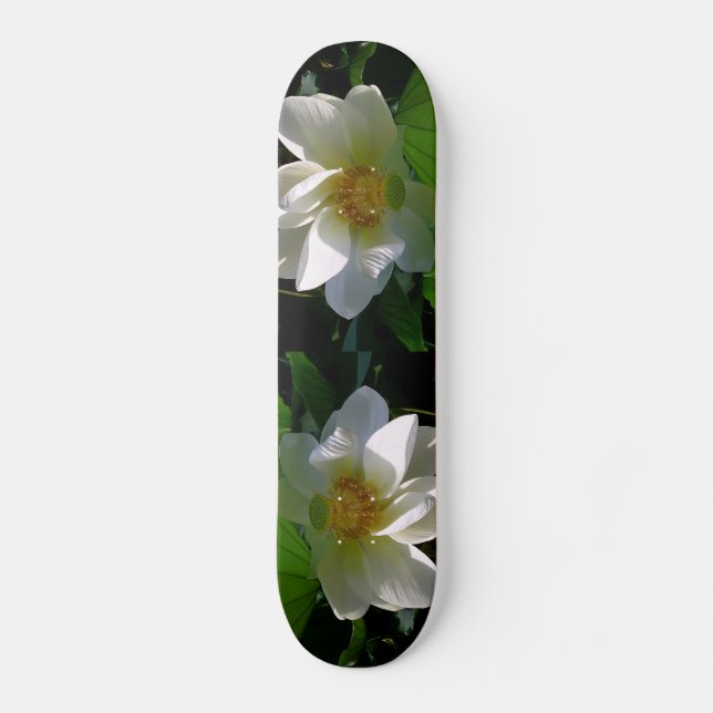 Skateboard med finkänsligt vitt Lotus Flower Bräda 20,5 Cm (Framsida)