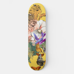 SKATEBOARD MED JAPANESE TIGER OCH FLOWER