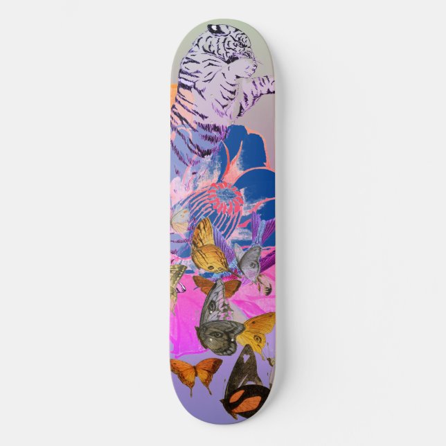 SKATEBOARD MED JAPANESE TIGER OCH FLOWER (Framsida)