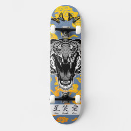 SKATEBOARD MED JAPANESE TIGER OCH GULTER