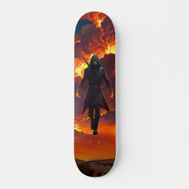 Skateboard med Ninja och eld  (Framsida)