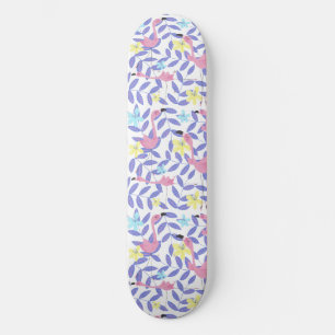 Skateboard med rosa flamingo print och tropical s
