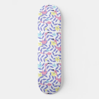 Skateboard med rosa flamingo print och tropical s