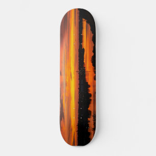 Skateboard med solnedgång