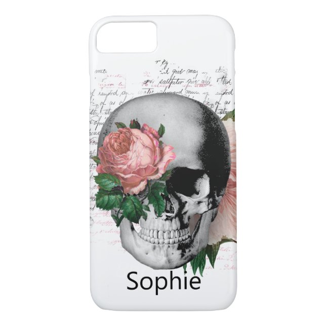 Skateboard Modern Dusty Rosa ros Skull Case-Mate iPhone Skal (Baksida)