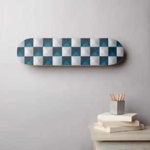 Skateboard Mönster Blue Silver