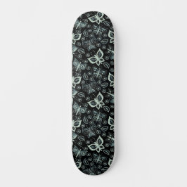 Skateboard Mönster, Girly Black & White Butterfly