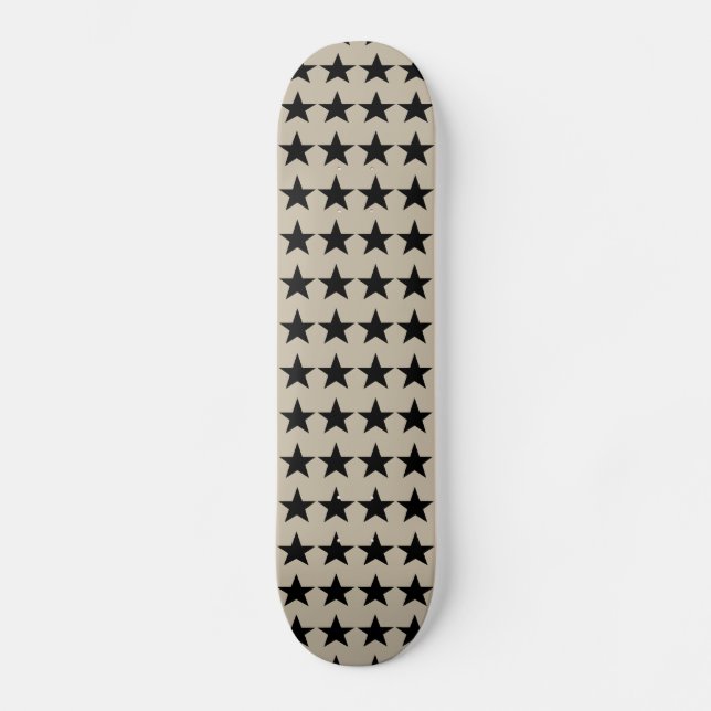 Skateboard Mönster i Beige och Black Stars (Framsida)