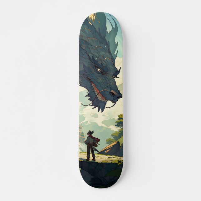 Skateboard Monstruo lagarto y guerrero japonés (Framsida)