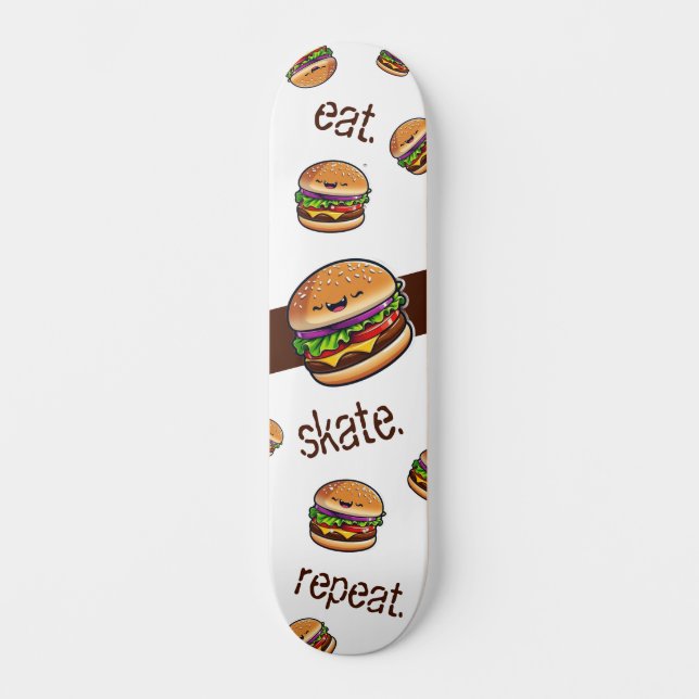Skateboard motif burger kawaii "eat skate repeat" (Framsida)