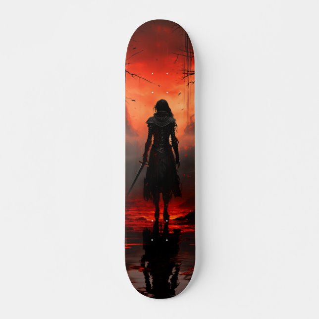 Skateboard Mujer Guerrera Al Atardecer (Framsida)