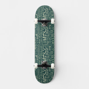 Skateboard Music Genres Ord Collage Bräda 20,5 Cm