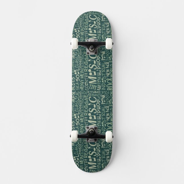 Skateboard Music Genres Ord Collage Bräda 20,5 Cm (Framsida)
