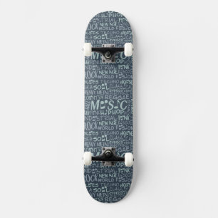 Skateboard Music Genres Ord Collage Bräda 21,5 Cm
