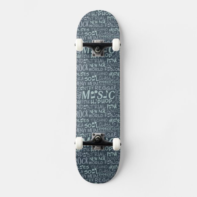 Skateboard Music Genres Ord Collage Bräda 21,5 Cm (Framsida)