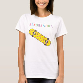 Skateboard och eget namn ansikte mönster t shirt