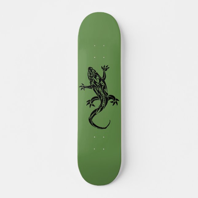 Skateboard of Tribal Tattoo Gecko Grönt (Framsida)