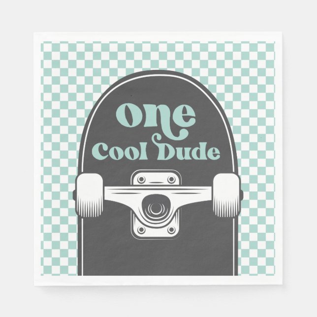 Skateboard One Cool Dude Födelsedag Pappersservett (Framsidan)