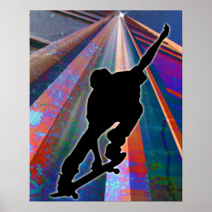 Skateboard på en Byggnad Ray Poster