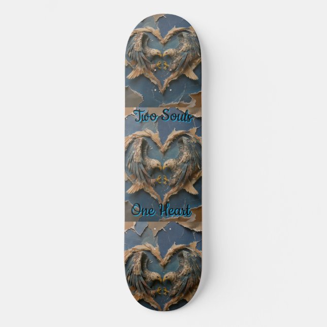 Skateboard Paper Cut Eagle Two Souls One Heart (Framsida)