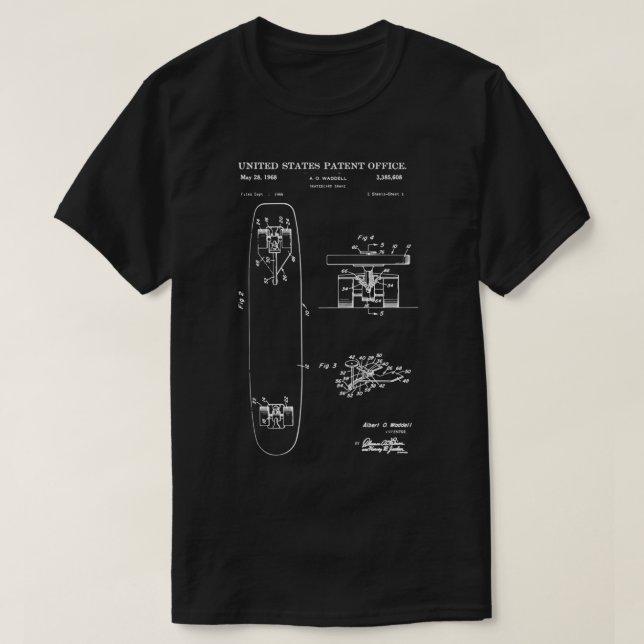 Skateboard PatentTShirt T Shirt (Design framsida)