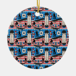 Skateboard Patriotisk USA Skateboardåkare Julgransprydnad Keramik